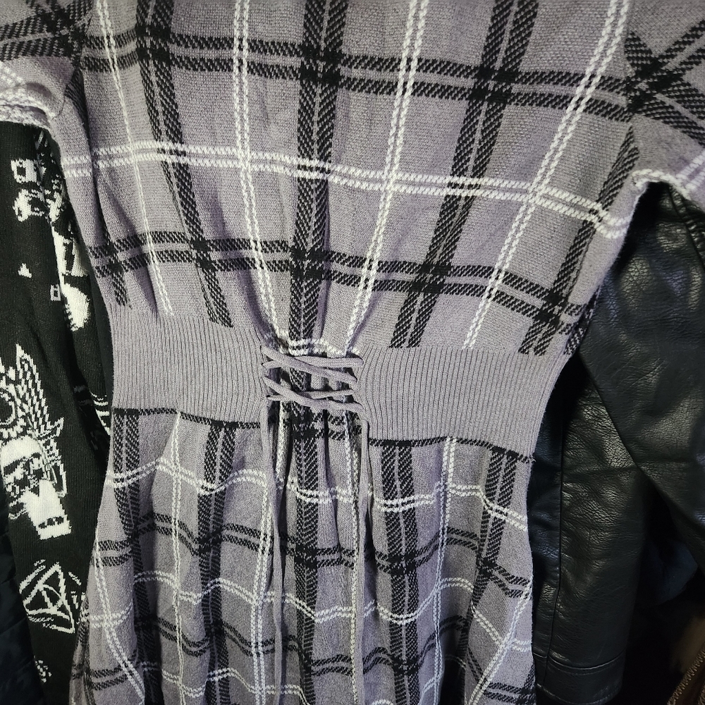 TORRID Gray Plaid Long Sleeve Dress - Picture 3 of 4